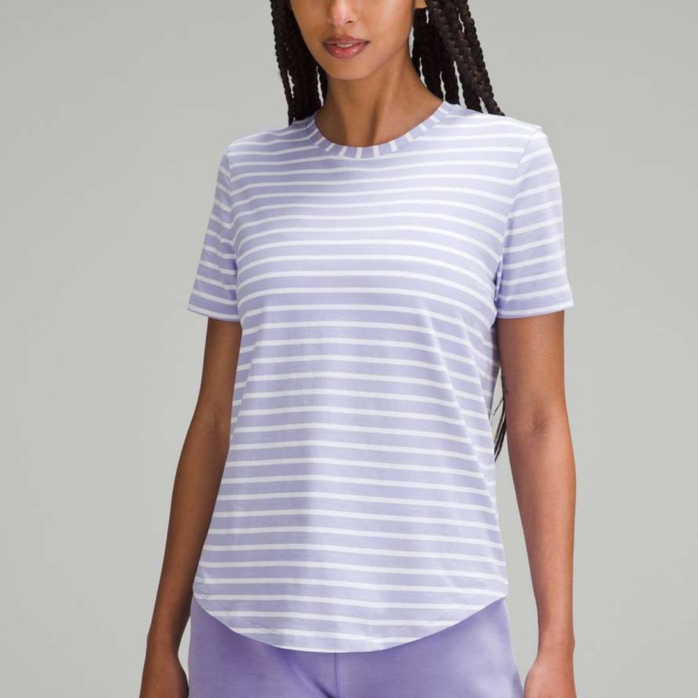 Lululemon Love Crewneck T-Shirt Yachtie Strip Lilac Smoke White 18